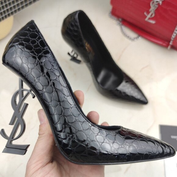 Saint Laurent Ysl Letter Metal Heel Shoes - Picture 2 of 8